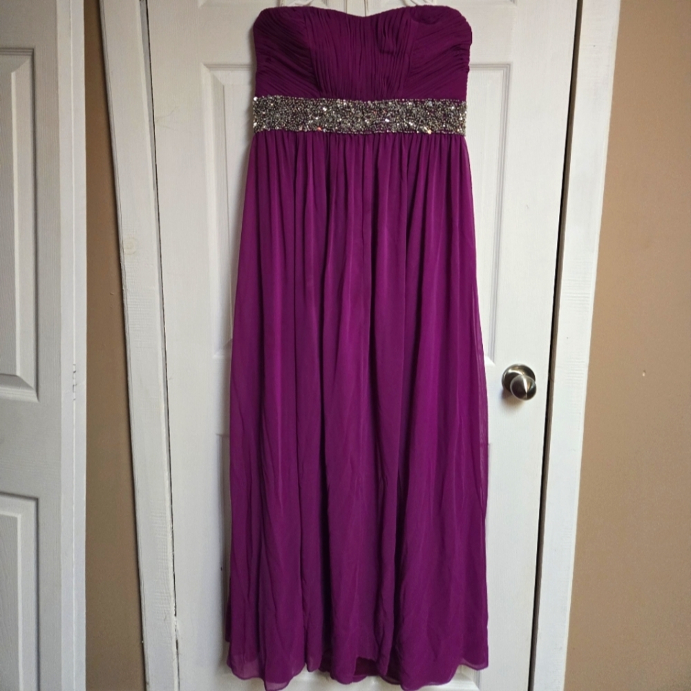 Long formal Calvin Klein purple pink silver dress size 14